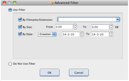 Usage of Advanced Filter function in MiniTool Mac Data Recovery 2