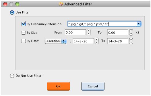 Usage of Advanced Filter function in MiniTool Mac Data Recovery 3