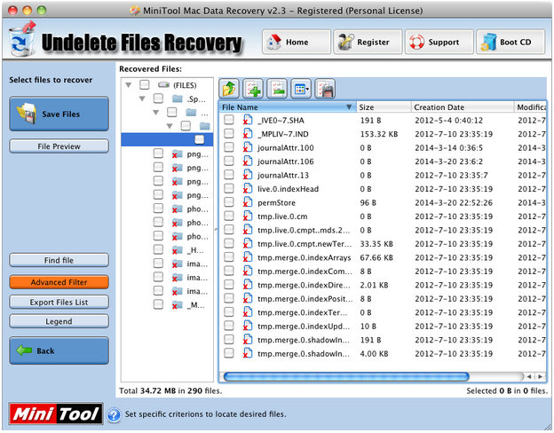 Usage of Advanced Filter function in MiniTool Mac Data Recovery 1