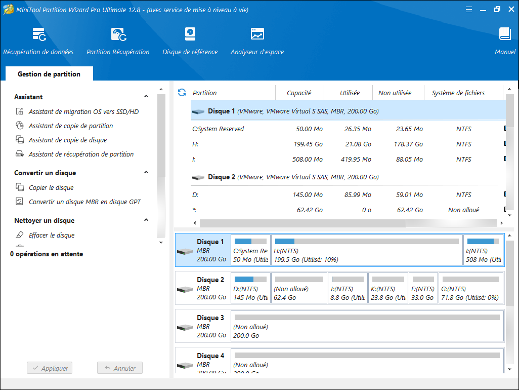 Partition Wizard Interface de démarrage