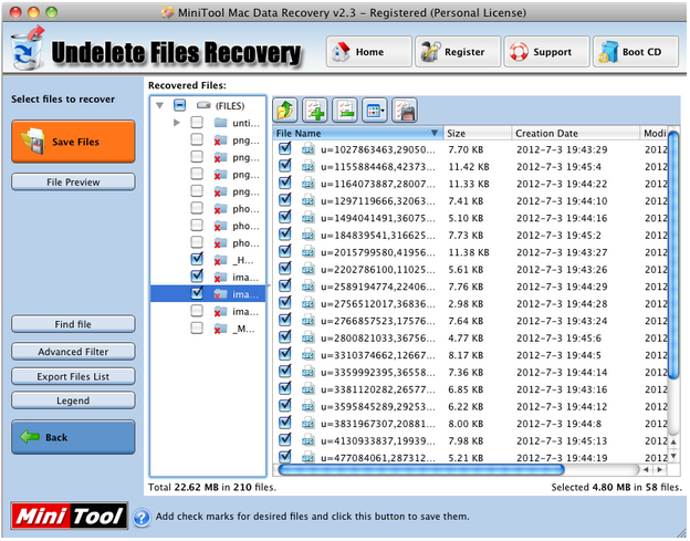 Usage of Advanced Filter function in MiniTool Mac Data Recovery 4