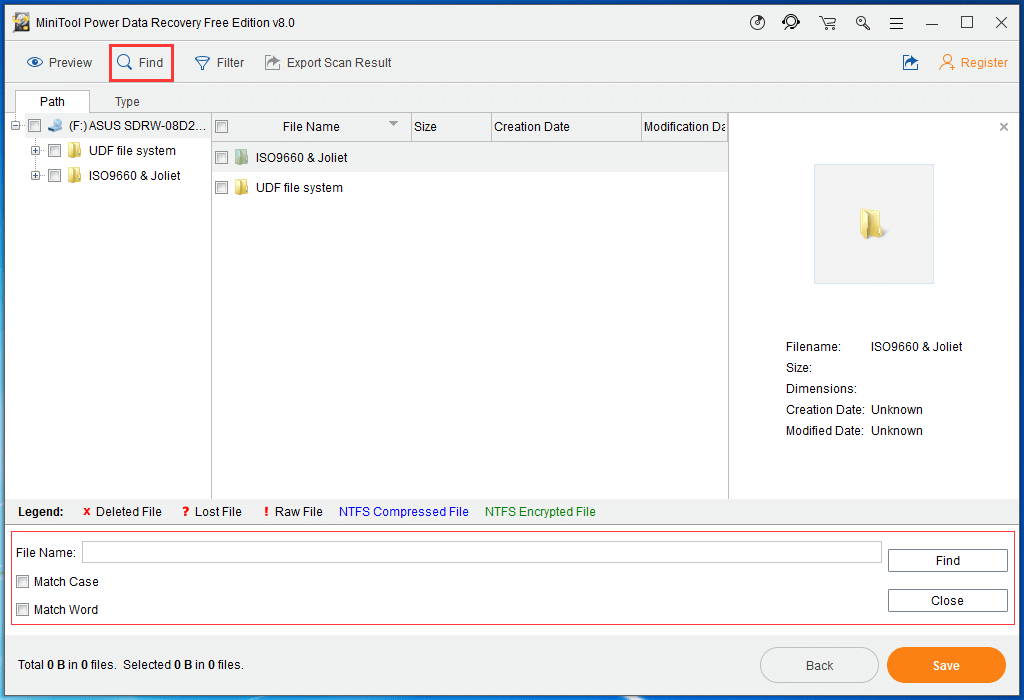 use find function to search for the target files