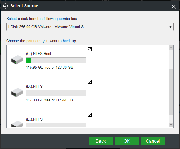 check all partitions on the system disk