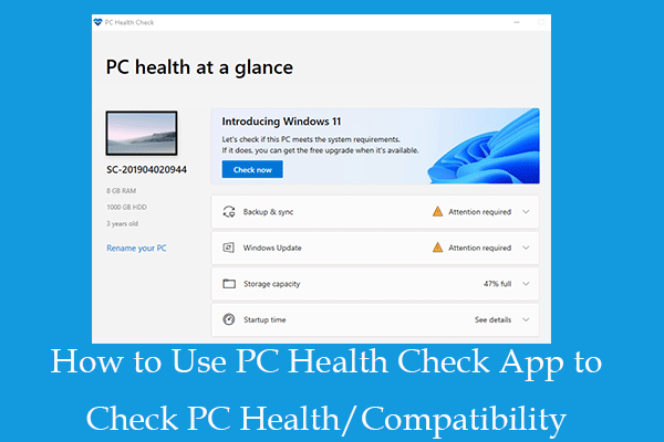How to Use PC Health Check App to Check PC Health/Compatibility
