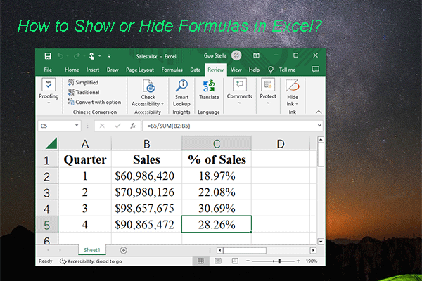 How to Show or Hide Formulas in Microsoft Excel?
