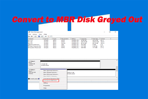 Why Convert to MBR Disk Greyed Out and How to Quickly Fix It