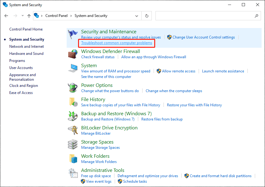 Щелкните Устранение распространенных проблем с компьютером.