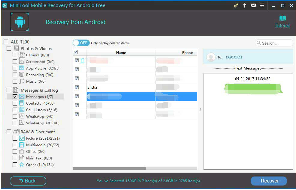 Minitool android data recovery. Programs mobile recovery. interaction call history recovery.