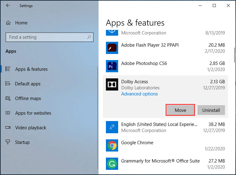 move programs to another drive
