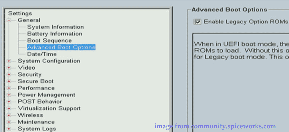 enable Legacy Option ROMs