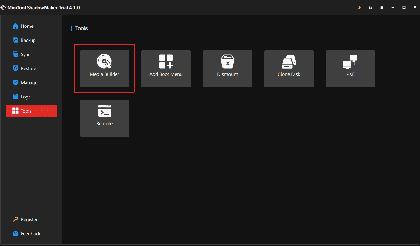 MiniTool ShadowMaker Media Builder