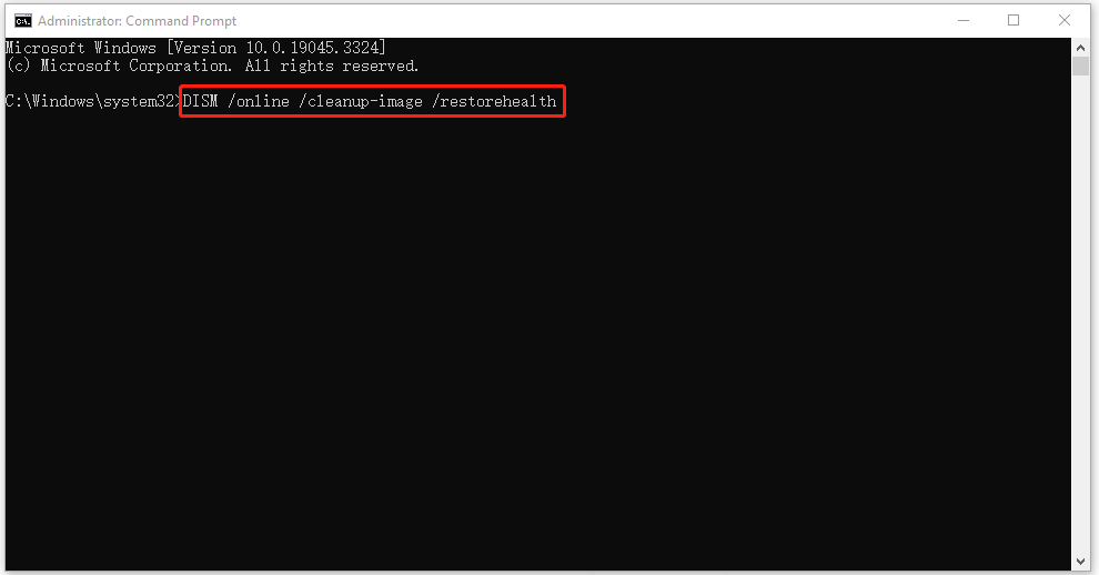 type DISM /online /cleanup-image /restorehealth