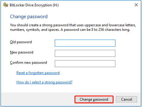 change BitLocker password