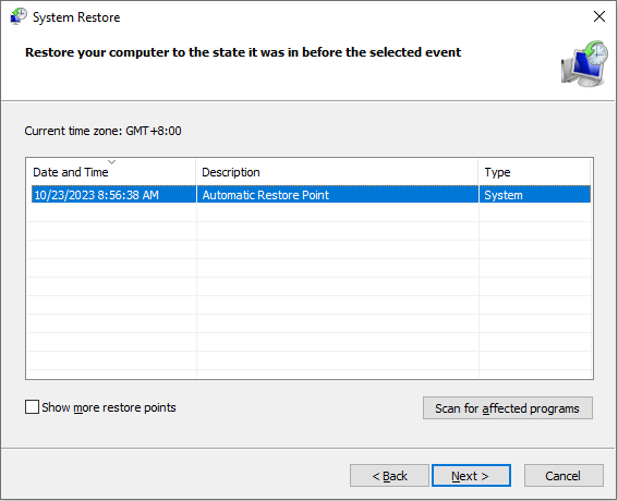 Mouse tersangkut di pojok Windows? Empat Metode untuk Memperbaiki 13 pilih titik pemulihan