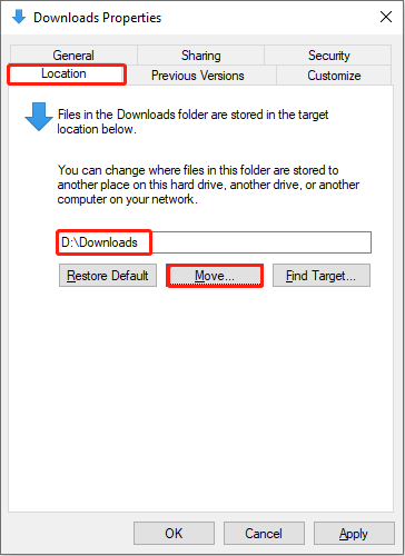 Bagaimana Cara Memindahkan Folder Unduhan dari Drive C ke Drive D? 3 menggunakan fitur Pindah