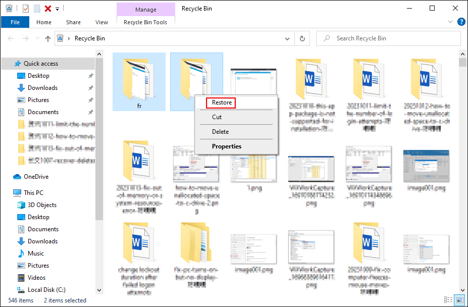 recover files from Recycle Bin