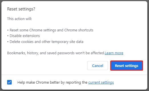 Tetap! Bagaimana Cara Menghapus Virus: Win64/Expiro.DD!MTB? 3 klik Atur ulang pengaturan