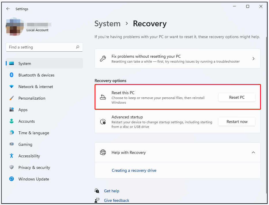 Panduan Lengkap untuk Memperbaiki Kesalahan Pembaruan Windows 0x00000000 5 klik Setel Ulang PC