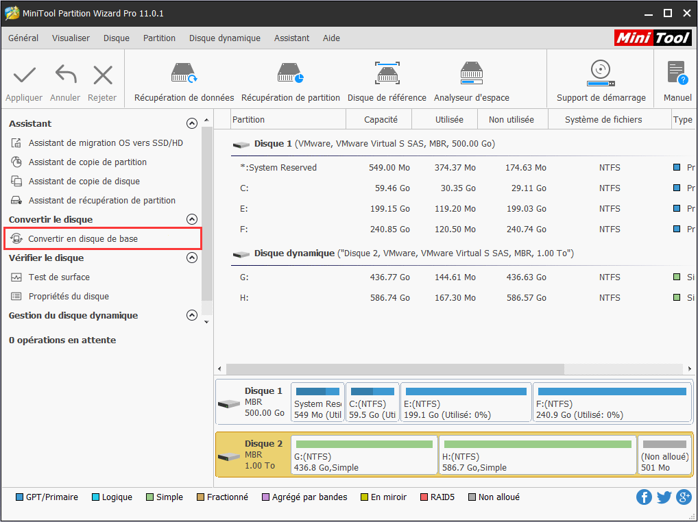 Comment convertir un disque dynamique en disque de base