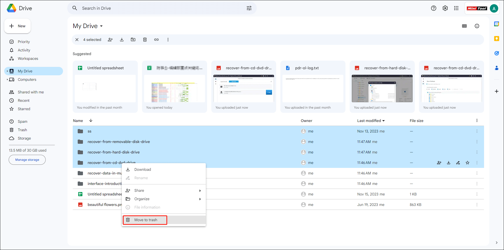 Bagaimana cara menghapus file dari Google Drive? 3 Metode 5 menghapus beberapa file