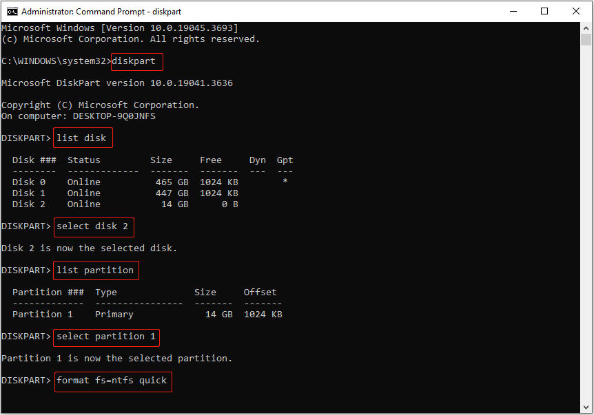 Diskpart Memperbaiki Partisi RAW Tanpa Kehilangan Data 7 baris perintah diskpart memformat disk
