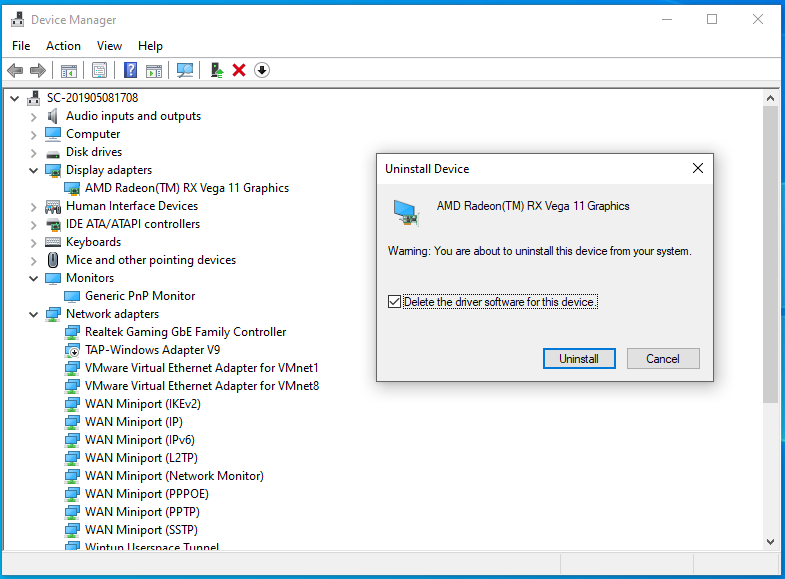 Bagaimana Cara Memperbaiki Monitor Eksternal Tidak Menggunakan GPU Windows 10/11? 1 tekan Copot pemasangan