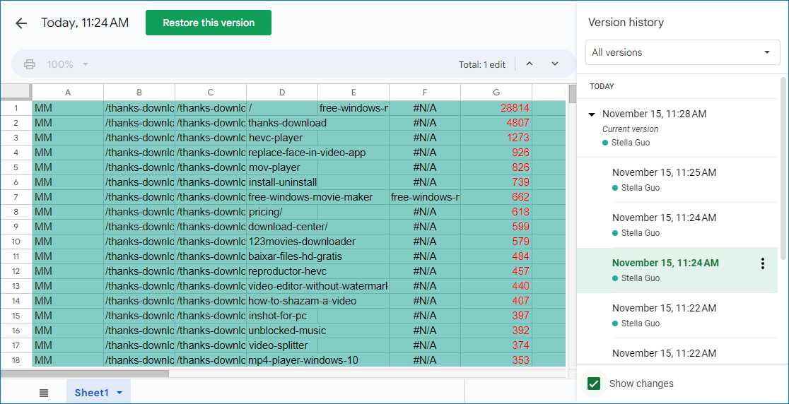 Bagaimana Memulihkan Google Spreadsheet yang Dihapus? Solusinya ada di sini 7 pilih versi yang akan dipulihkan