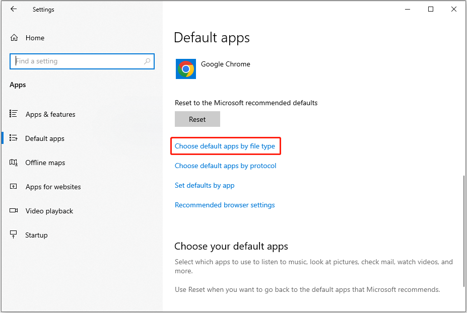 Klik kanan Cetak Hilang di Windows 3 klik Pilih aplikasi default berdasarkan jenis file