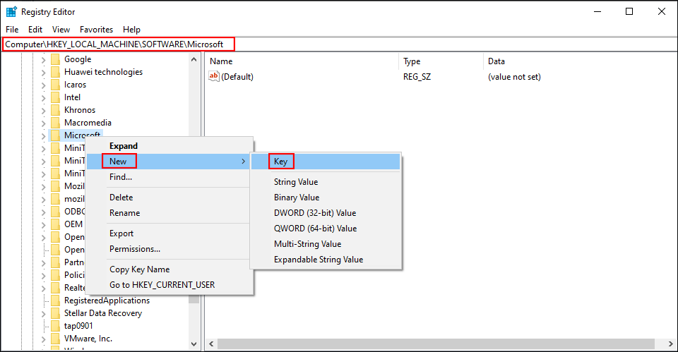 Bagaimana Menghentikan Microsoft Edge dari Menginstal Secara Otomatis? 1 membuat kunci baru