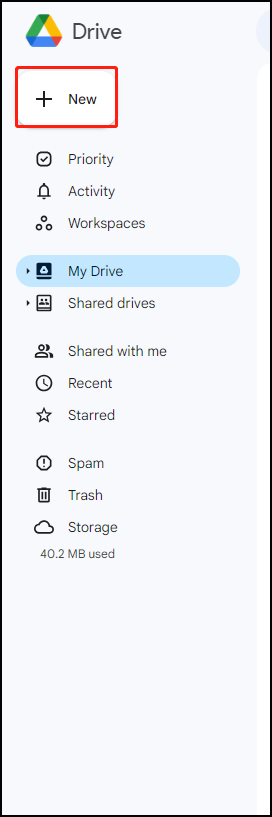 Cadangkan Hard Drive Eksternal ke Google Drive 3 klik + Baru