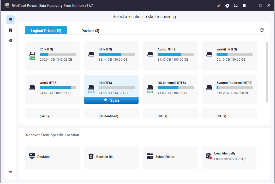 Alternatif CHKDSK terbaik untuk Pemeriksaan Kesalahan Disk 9 Antarmuka utama MiniTool Power Data Recovery