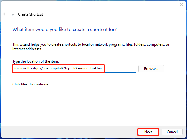 Buat Pintasan Desktop Copilot di Windows 11 3 salin dan tempel URL ke dalam file