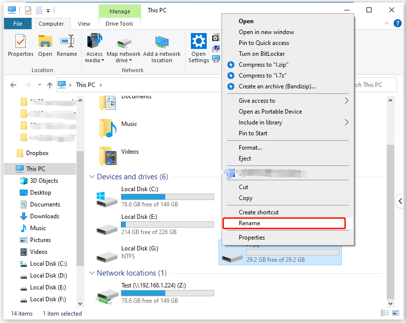 how to rename external hard drive windows 10