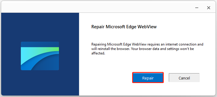 Perbaiki Runtime Microsoft Edge WebView2 Gagal memulai pada Win 11/10 3 klik perbaiki