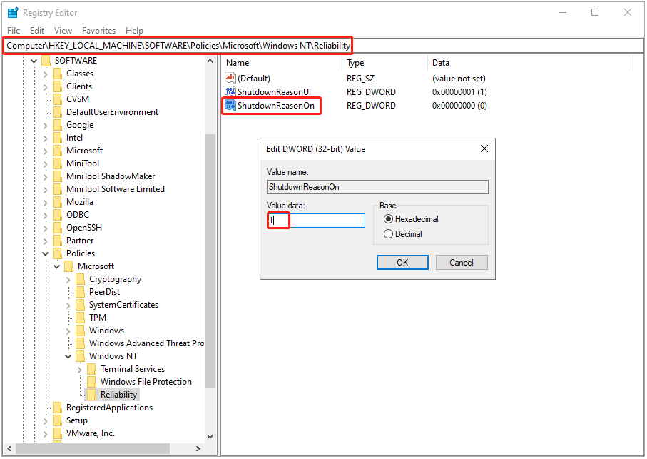 Bagaimana Menghentikan Shutdown Otomatis Windows Server Kedaluwarsa? 3 tetapkan nilainya menjadi 1
