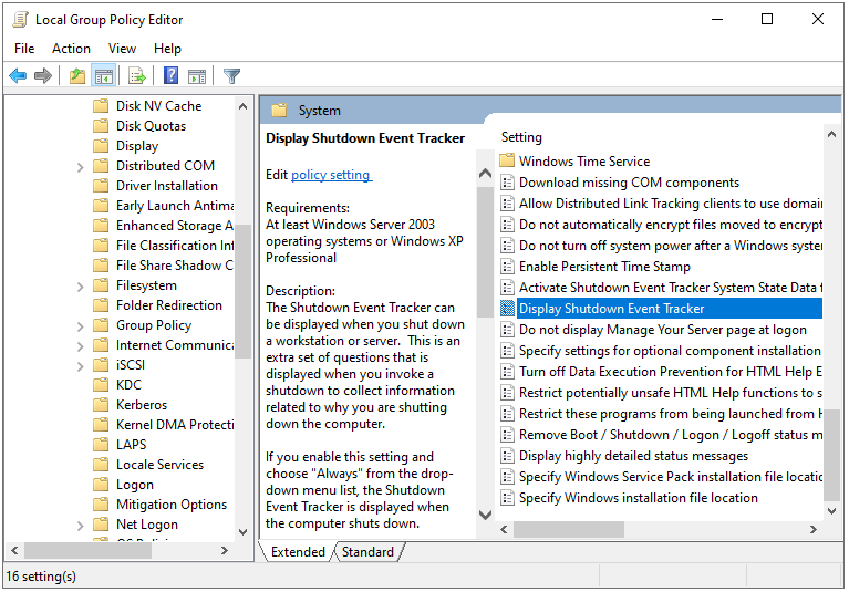 Bagaimana Menghentikan Shutdown Otomatis Windows Server Kedaluwarsa? 5 nonaktifkan Tampilan Pelacak Acara