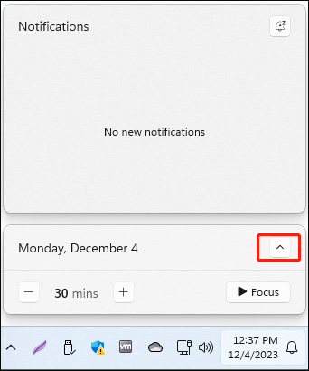 Mengapa Kalender Taskbar Hilang di Windows 11? Perbaiki Sekarang! 3 klik panah atas di sebelah kiri tanggal
