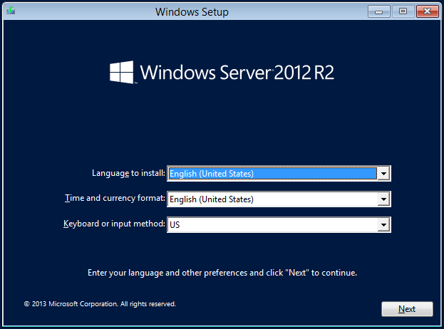 Perbaiki Windows Server 2012 R2 Terus Booting ke "Pilih Opsi" 1 masukkan bahasa Anda dan preferensi lainnya