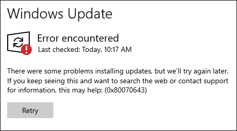 Bagaimana Cara Memperbaiki KB5034441 Gagal Instal dengan Kode 0x80070643? 1 Kode kesalahan 0x80070643 di Windows 10 22H2