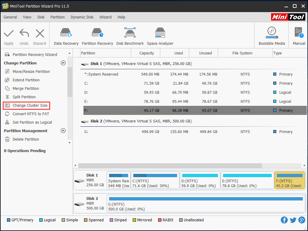 change cluster size feature