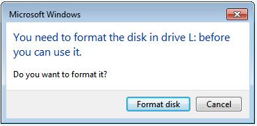 disk needs to be formatted