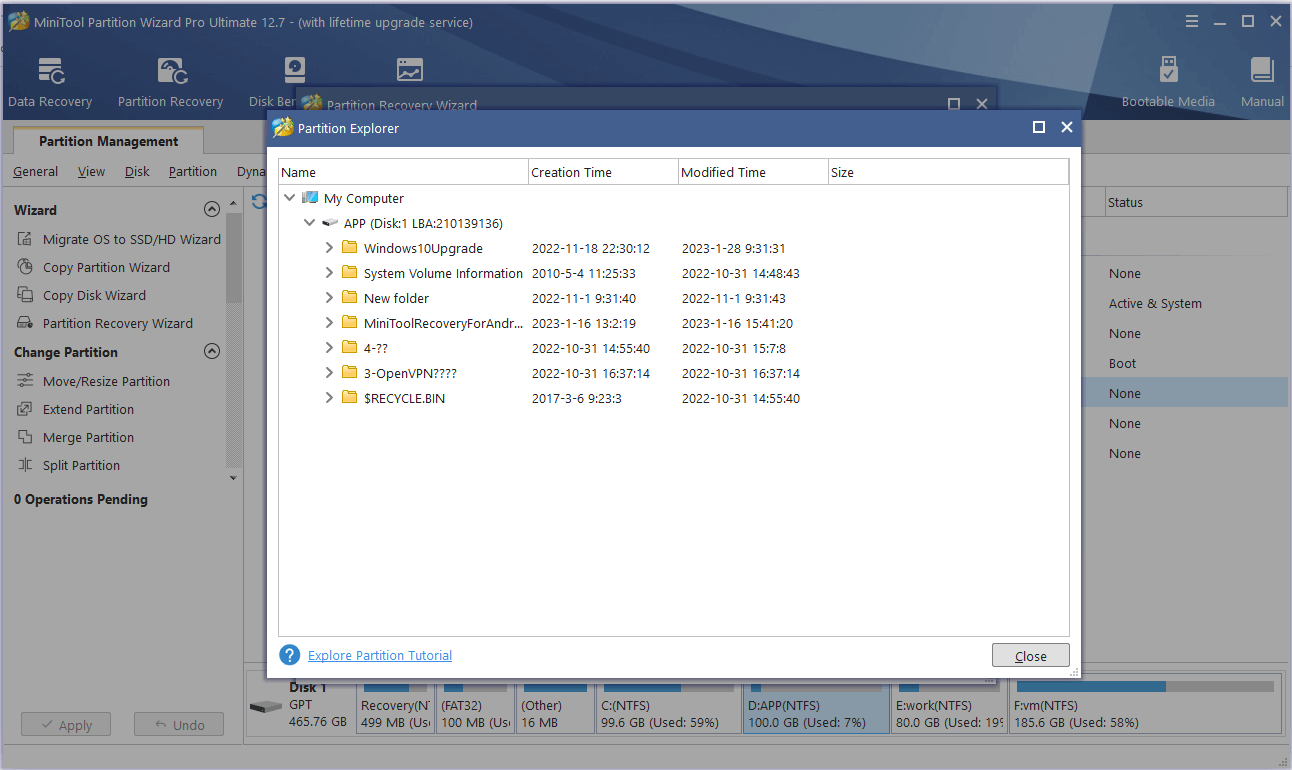 check needed files to recover to a safe place