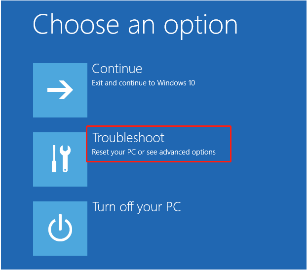 select the troubleshoot button