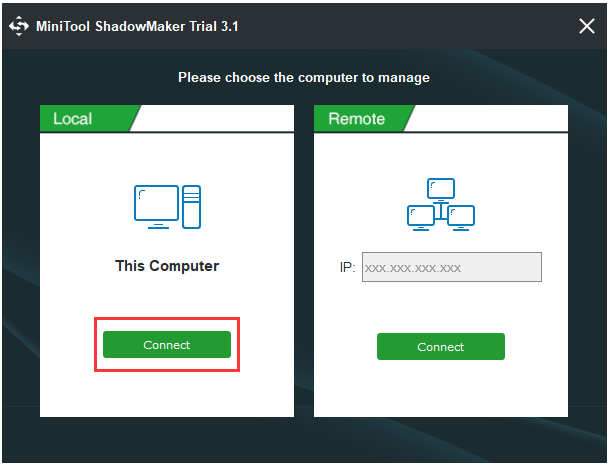 click Connect in This computer to enter its main interface