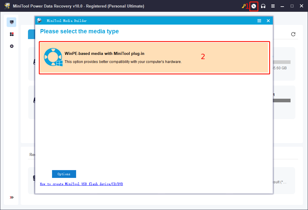 click on bootable media button on the software interface