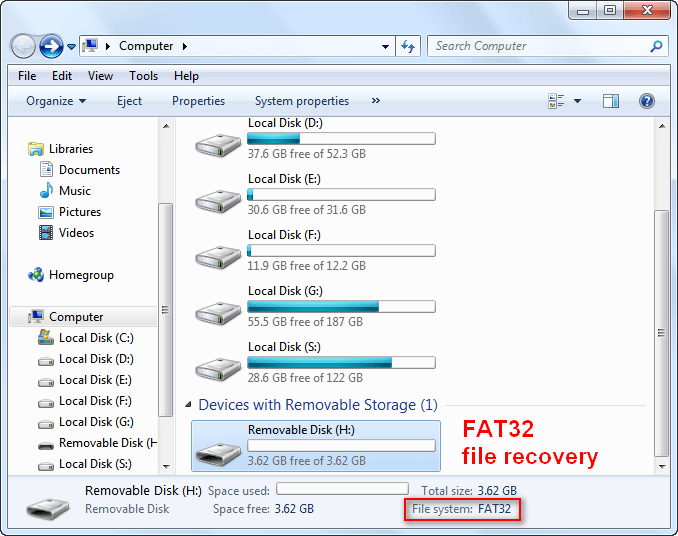 FAT32 file recovery