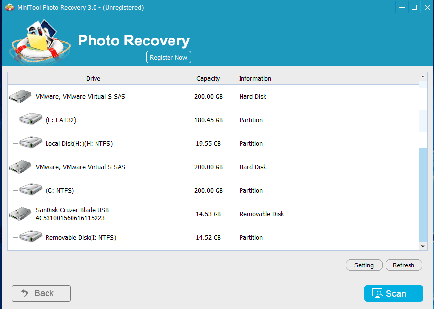 recover lost deleted photos select device to scan