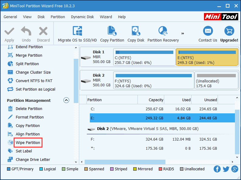 wipe a hard drive with deleting Windows OS