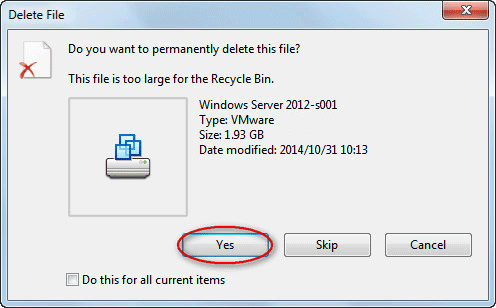 file is too large for Recycle Bin