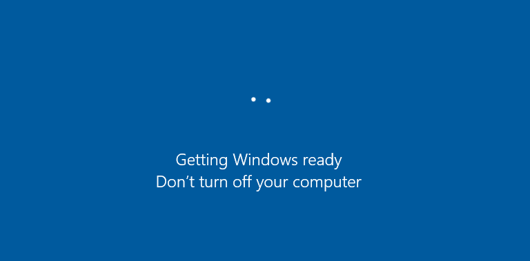 Windows 10 getting Windows ready stuck